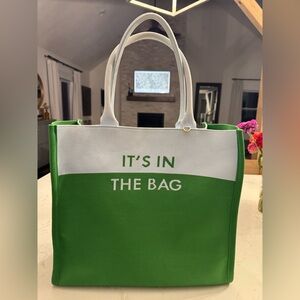 Green and White Tote Bag